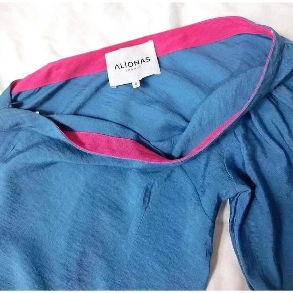 Alionas London Blue One Shoulder Maxi Dress Size Small - Picture 5 of 11